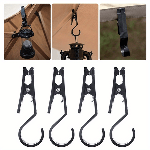4 pack durable abs outdoor canopy hook clips multi functional hanging clips for camping travel hang clothes towels gear not charged flint rod not included