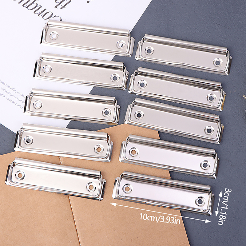 TEMU 10pcs Heavy-duty Spring-loaded Metal Clipboard Clips Suitable For School, Office - Mountable File Folder Clamps, Hardboard Paper Clips For
