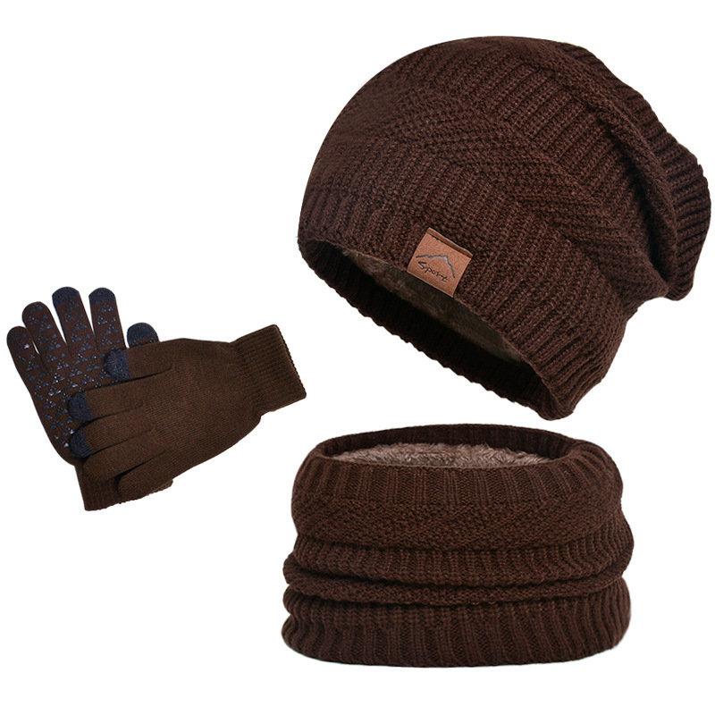 TEMU Set di tre pezzi cappello, sciarpa, guanti per l' e l'inverno, set di due pezzi cappello, sciarpa, protezione per le orecchie, cappello caldo da