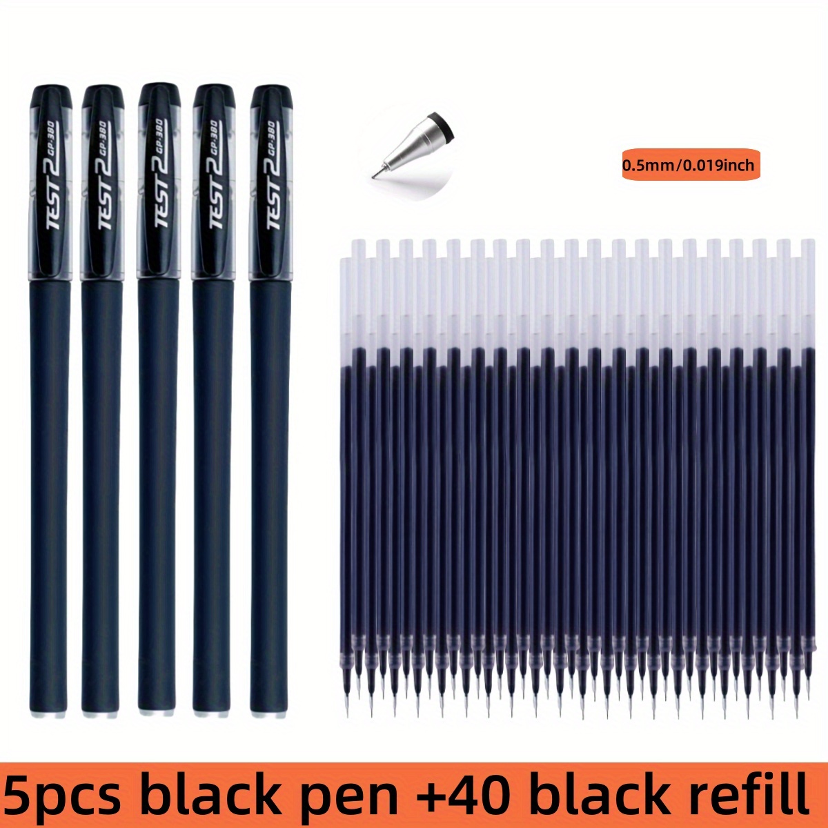 TEMU 45pcs Executive Gel Pen Set, Gp380 Rollerball Pens, Smooth Writing, 5pcs Pens + 40pcs Refills, Designed For Professionals And Students