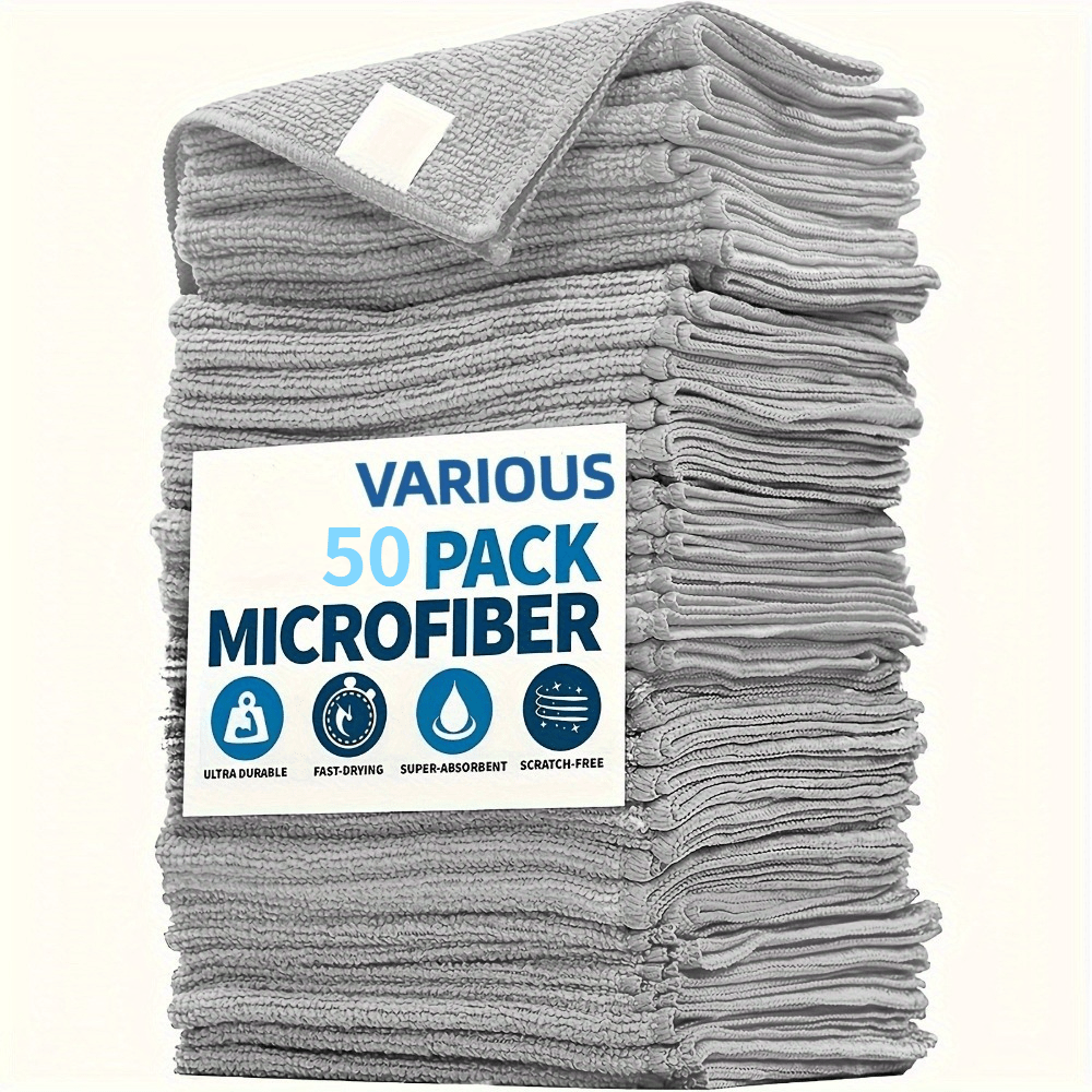 TEMU Set da 50 asciugamani in microfibra premium - Ultra assorbenti per bagno, capelli e pulizia ad asciugatura rapida - Morbidi e di lunga ,