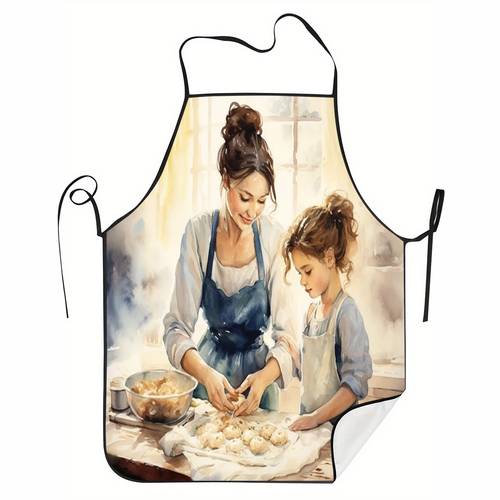 öğe resmi 1 adet anne kız pişirme sahnesi baskılı önlük | dayanıklı polyester malzeme, ayarlanabilir bel bağcığı, mutfak pişirme, bahçecilik, meyve bahçesi toplama, noel cadılar bayramı için mükemmel