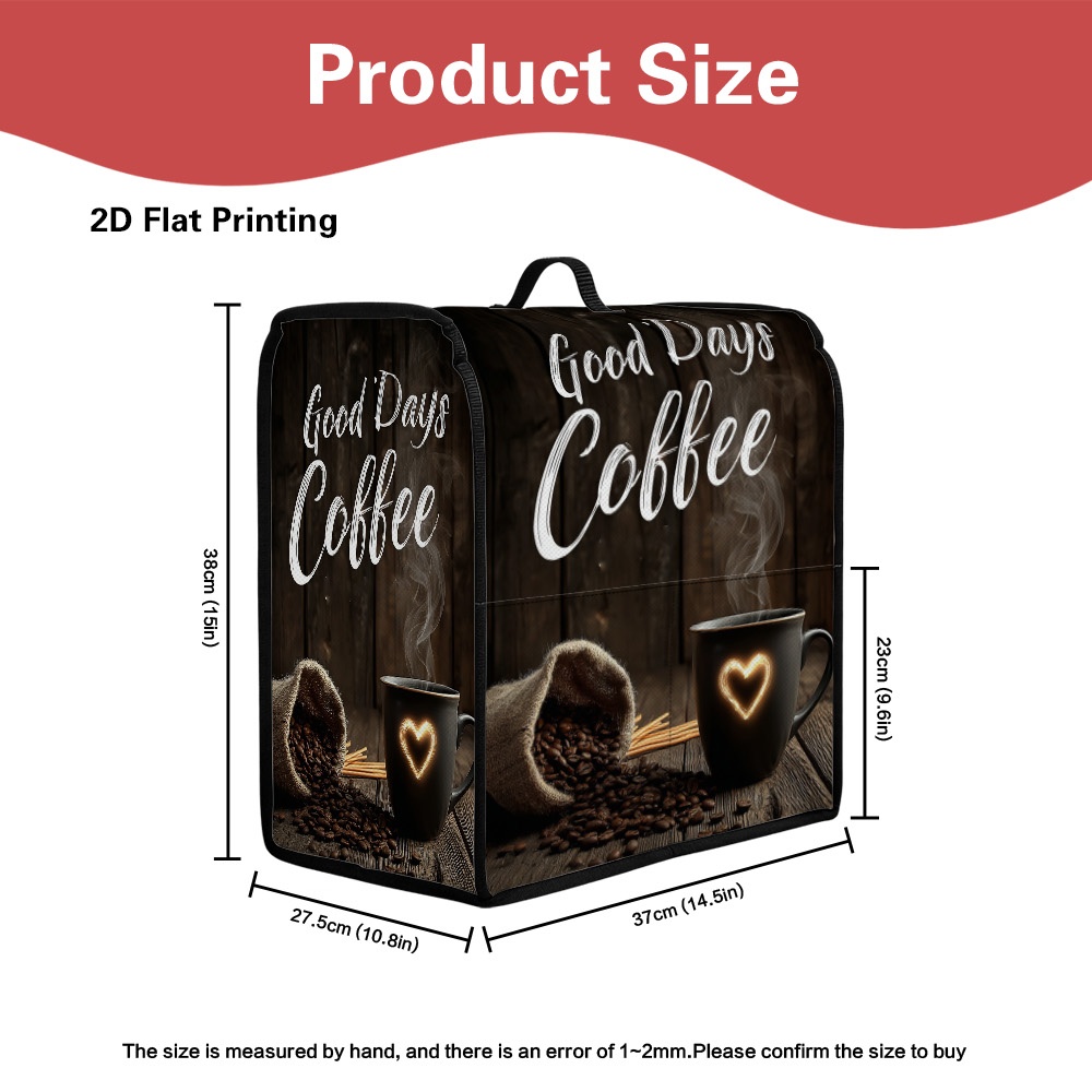 TEMU 1pc Coffee Bean Dust Cover With Pockets & Handle - Stylish Suitable For Coffee Machines, Blenders, Bread Makers Cover, Easy-clean Appliance For