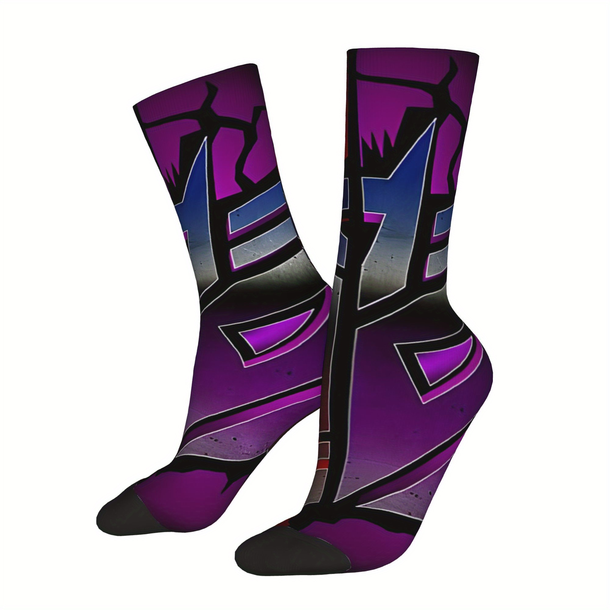 

1 Pair Men's Hip Hop Vintage -inspired Socks - Style, Seamless Print, Polyester , Gifting