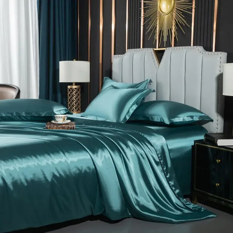bedding set with duvet cover bed sheet pillowcase luxury couple single   1 2 people solid bedsheet Product details 1