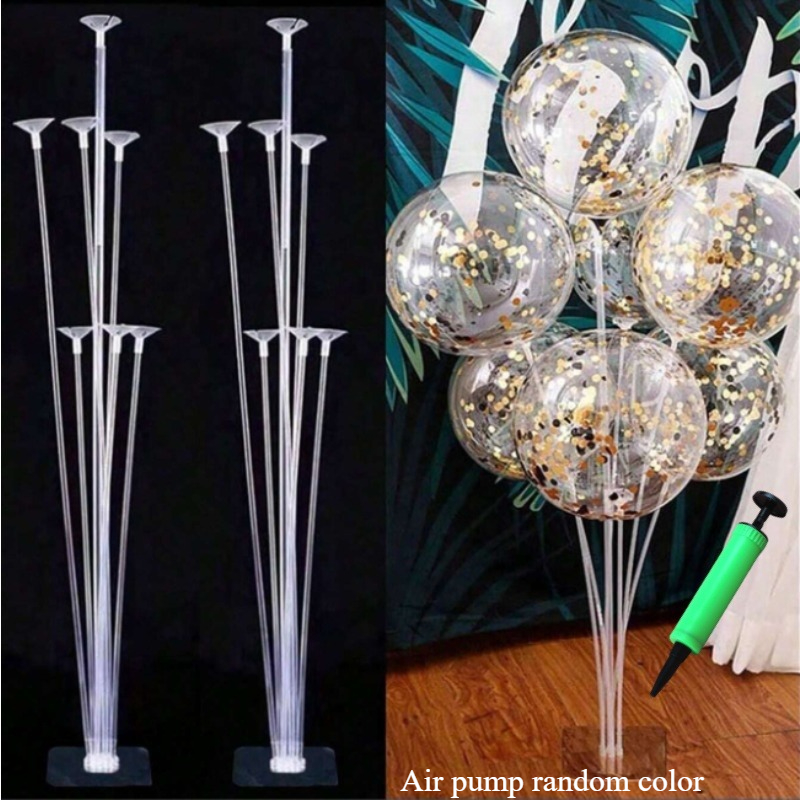 TEMU 2pcs 75cm Acrylic Tabletop Balloon Stand Kit With Self-adhesive Base And 1pc Random Color Pump, Balloon Accessories, Reusable Party Decoration