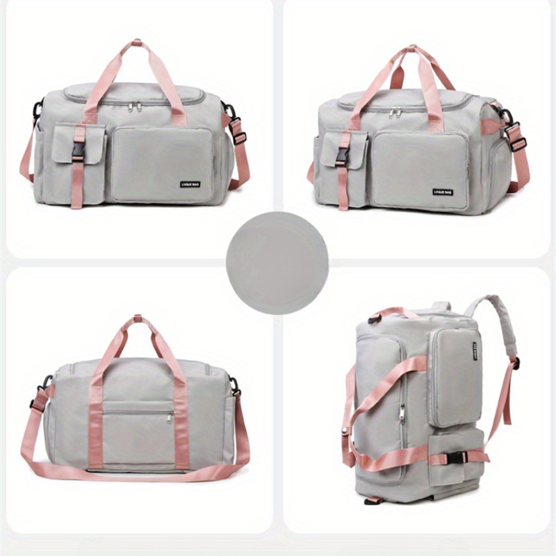 Bolsa de gimnasio de gran capacidad, mochila de viaje y bolso de mano con múltiples compartimentos, cierre con cremallera resistente, convertible en mochila o bolso de hombro para mujeres y hombres, compartimento principal amplio y bolsillo delantero, ideal para gimnasio, yoga, viajes de fin de semana y regalos, disponible en negro, portador de accesorios de yoga, compartimentos con cremallera