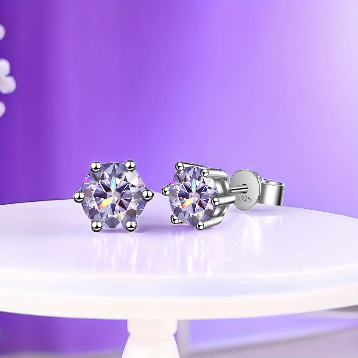 Exquisite S925 Sterling Silver Moissanite Earrings, Ideal Gift
