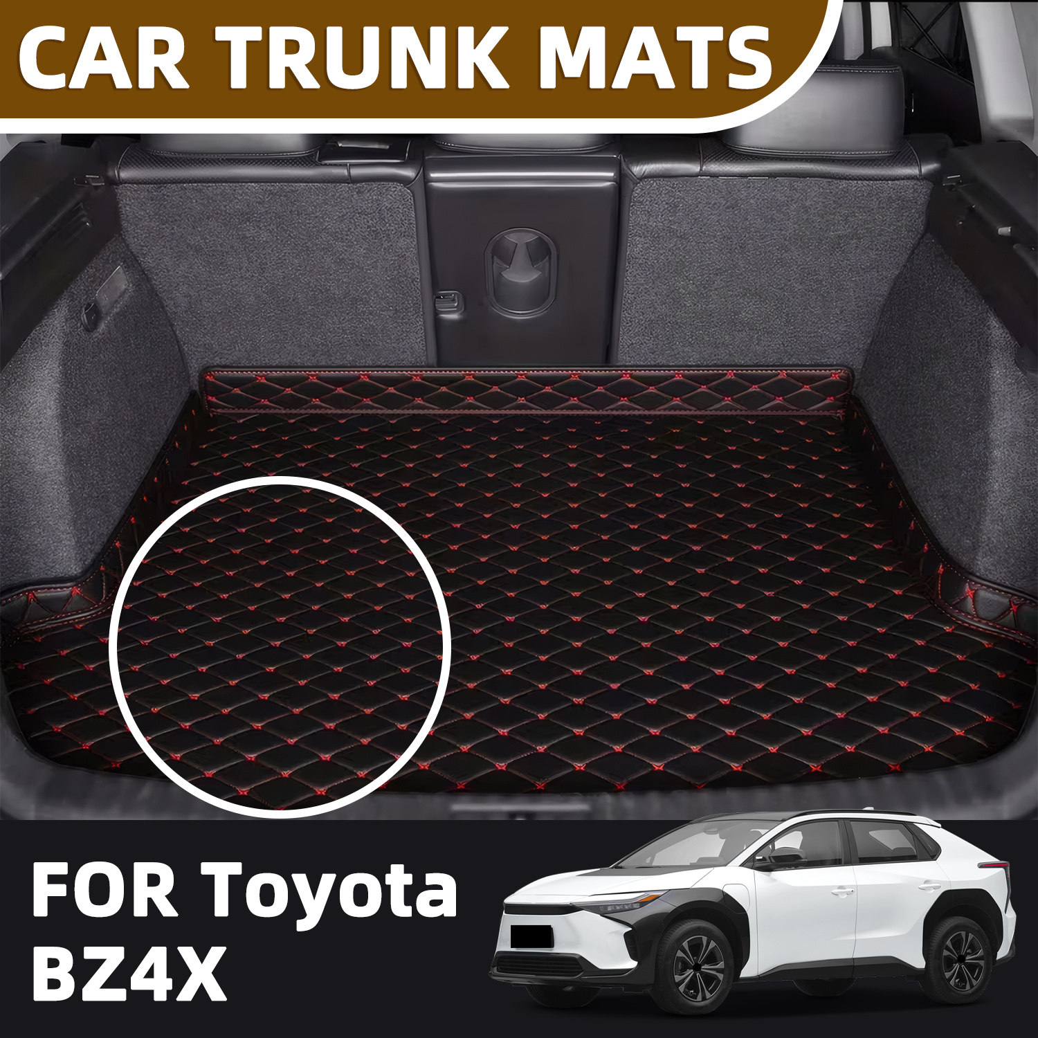 TEMU Suitable For Premium Faux Leather Trunk Mat, Protection, Easy To Clean - Fashionable Car Accessory, Durable Material, Car Trunk Liner, Car