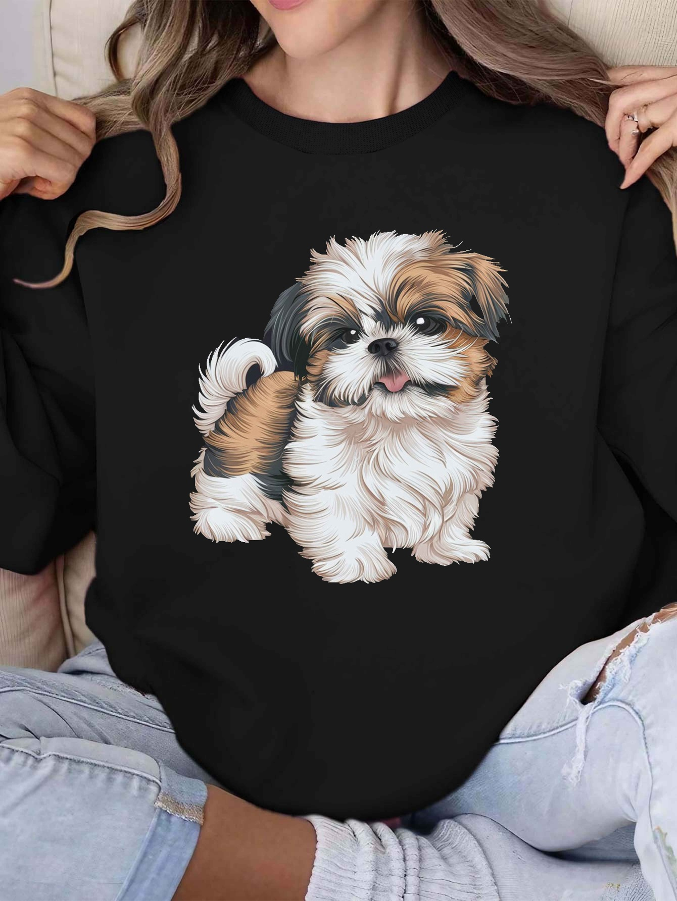 Dog Shih Tzu Sweatshirts Pastell Colorful Shih Tzu Dog Sweatshirt