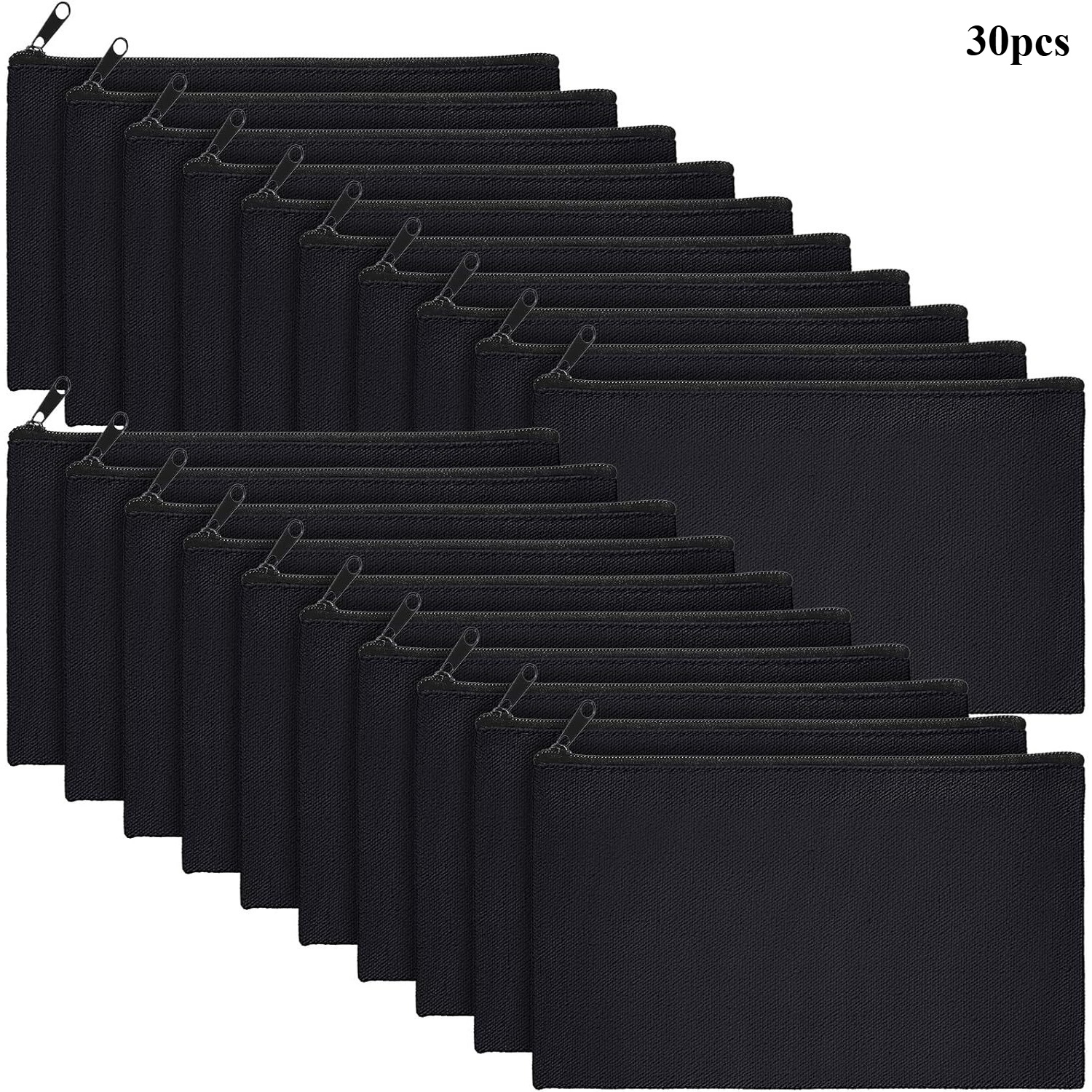TEMU Lot de 30 pochettes zippées vierges, sacs d'artisanat polyvalents pour sacs de Cosmétique, pochettes, sacs pour articles de toilette, sacs de