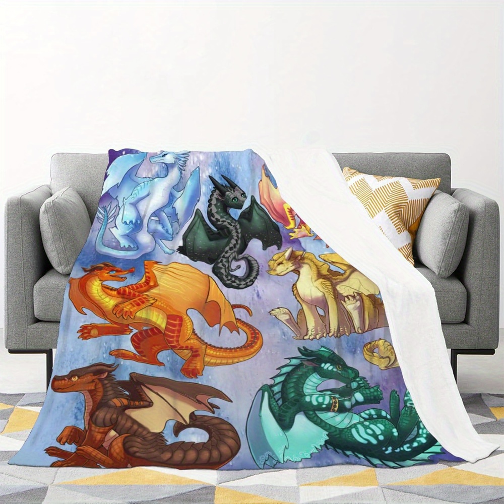 Fourth Wing Dragon Plush Throw Blanket - 60x80 Ultra Soft Flannel Blanket With Stickers & Bookmarks