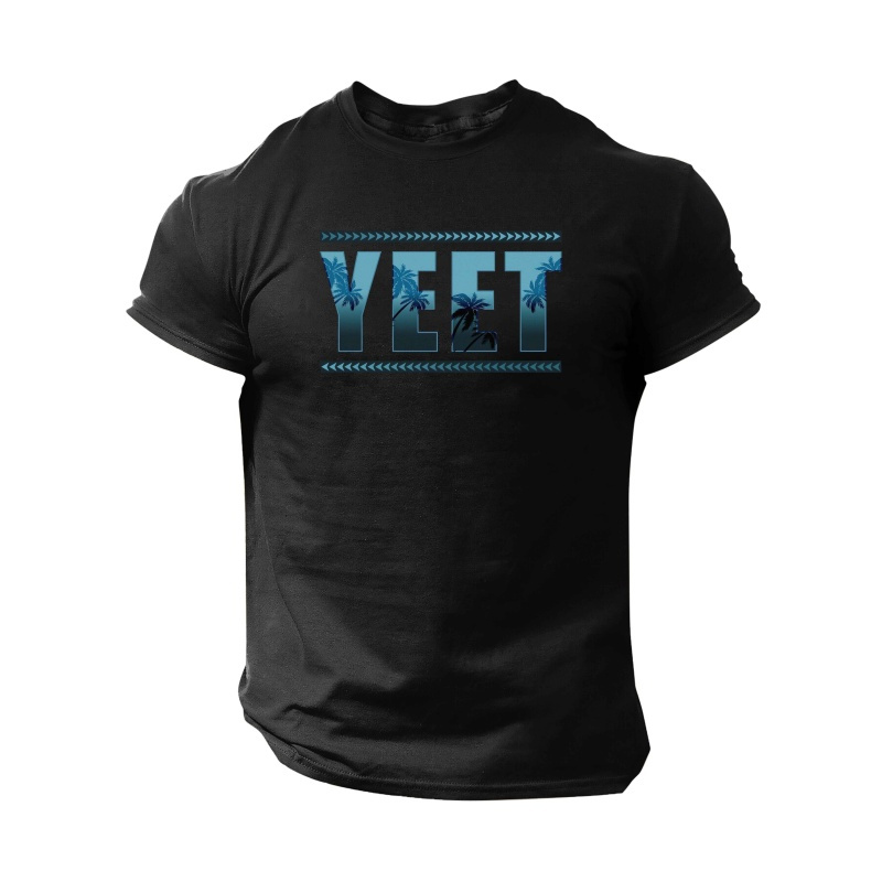 

Yeet" Graphic Men's T-shirt - Casual Short Sleeve, Breathable Polyester, Summer Fashion Top