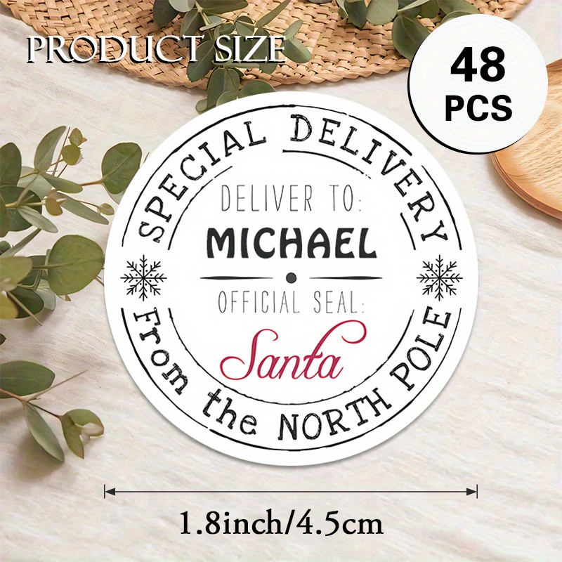 TEMU 48pcs/96pcs North Pole Delivery Christmas Labels - Custom Name/text/, Elf & Present Designs Suitable For Christmas Gifts, Party Decorations,