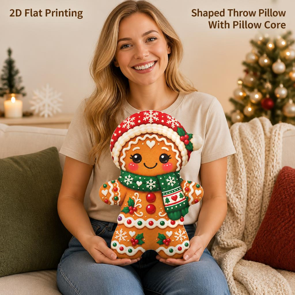 TEMU Coussin décoratif de d'épices avec d'orge, impression 2D à plat, cadeau de Noël, pour chambre, canapé, fête de Noël et décoration de fêtes, 2D à