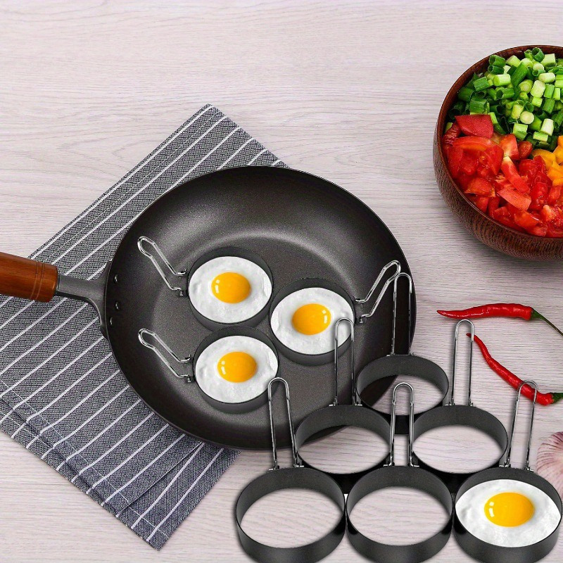 

6pcs Steel Egg Cooking Round -shaped, Round, -shaped Frying And Gadgets Egg For Accessories