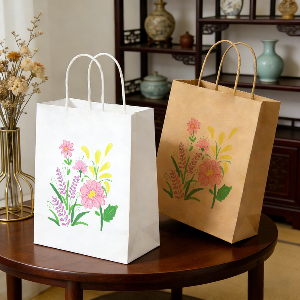 Thickened Printed Gift Tote Bag with Vibrant Floral Print