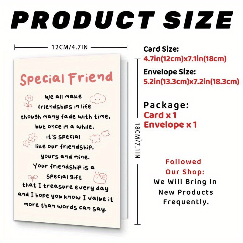 TEMU 1 Special And Friendship Card, Filled With Sentiments, Creatively Written, Perfect As A Thoughtful Gift For Ones, Complete With An Envelope