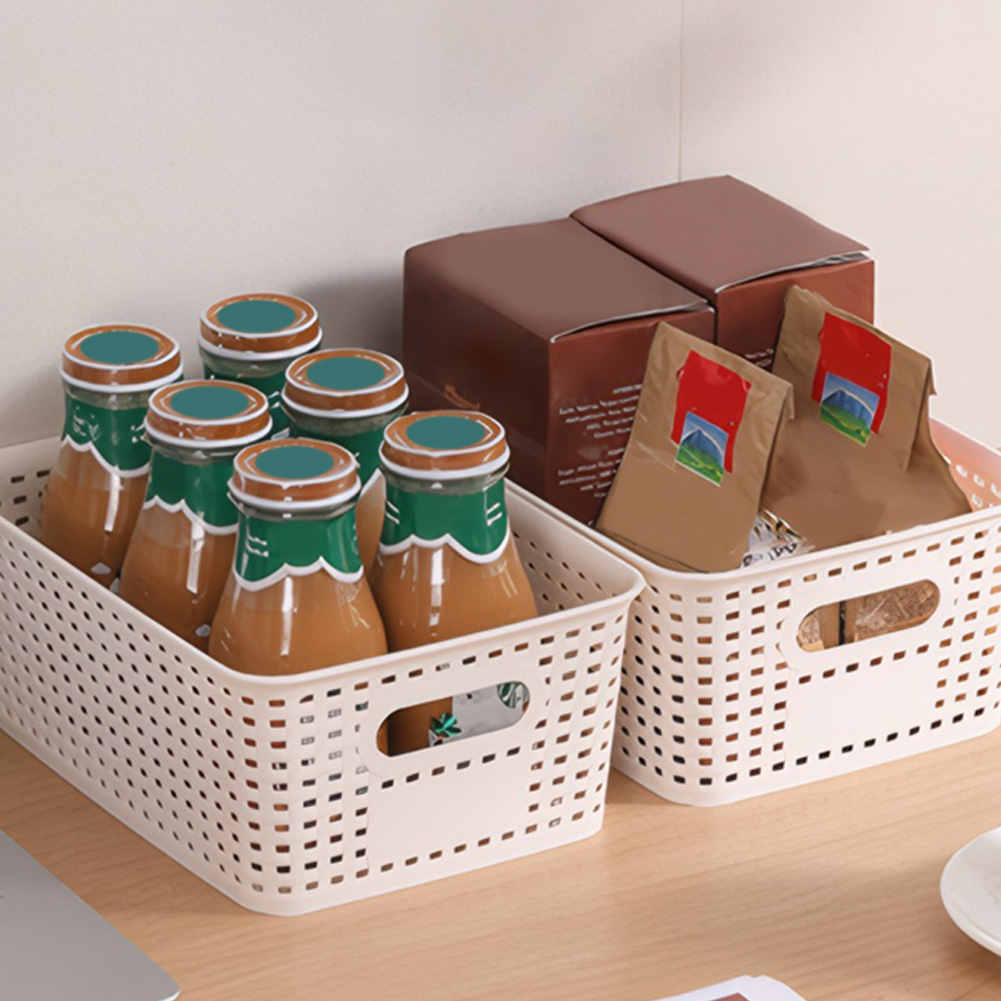 6pcs Stackable Plastic Storage Baskets with Natural Bamboo Lid