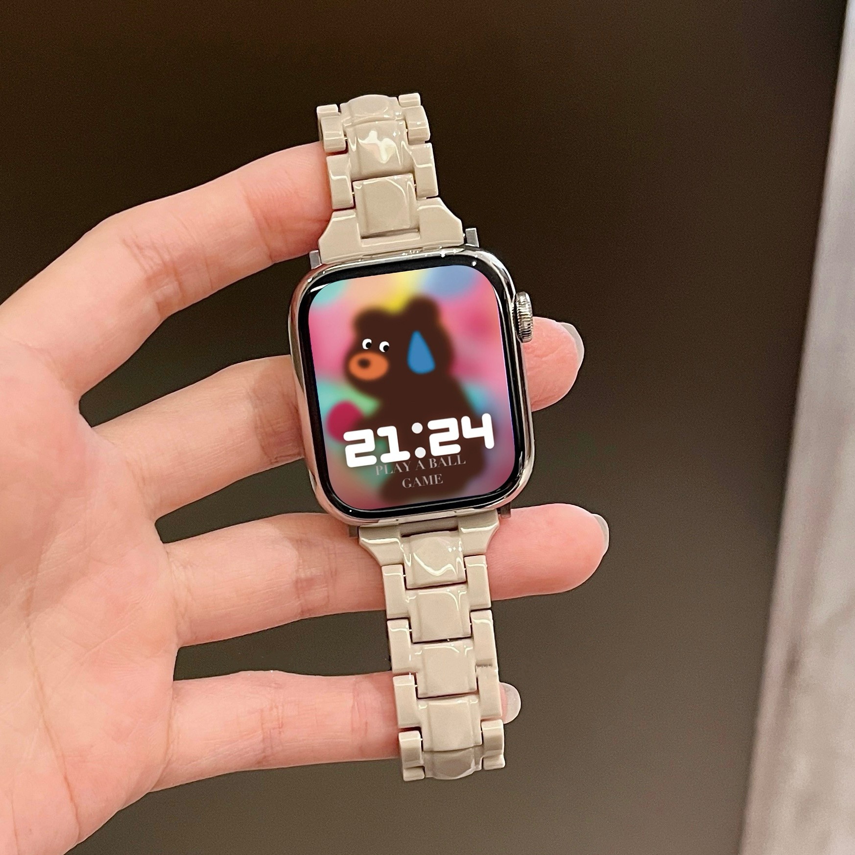 TEMU Correa de repuesto para reloj con diseño de cintura delgada en color beige para APPLE Watch iWatch Series 11/10/9/8/7/6/5/4/3/SE//2/1, correa de