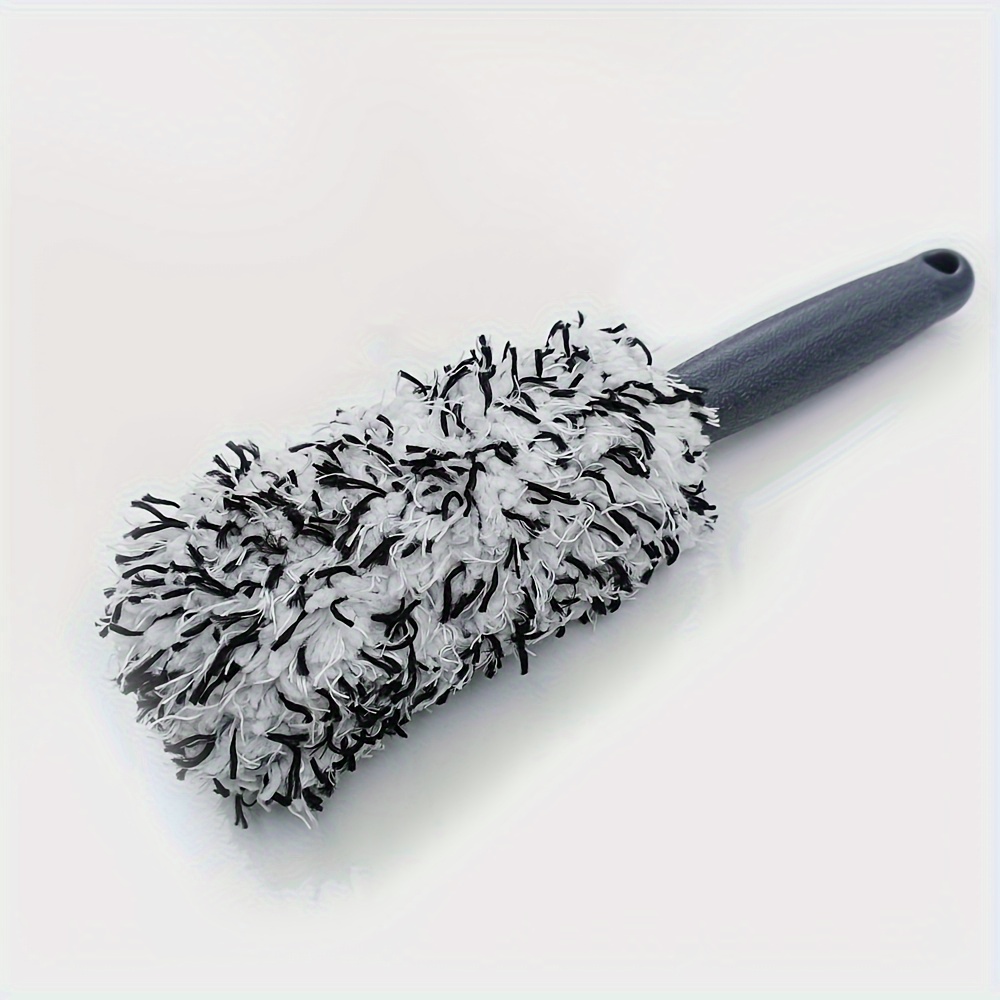 1pc Ultrafine Fiber Wheel Cleaning Brush With Long Handle - Soft Bristle Car Wash Supplies For Tires & Wheels, Gentle Scratch-free Detailing Tool For Car Maintenance & , For Car, Ultrafine Fibers