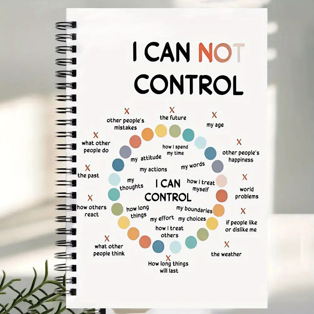 TEMU 1-pack A4 Lined Spiral Notebook - I Control "spiral Notebook, Hardcover College Ruled Journal With Affirmation Circles, For Office, School &