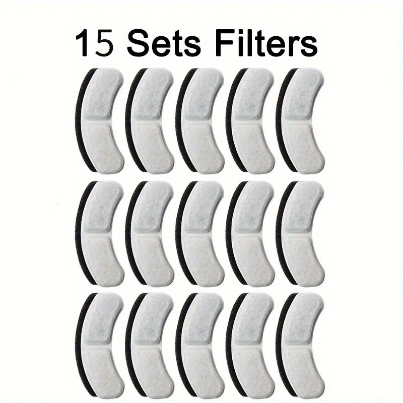 TEMU 10/15 pièces Filtres pour Fontaine à Eau pour Chat, Filtres de Remplacement en Polyester pour Fontaines Automatiques pour Animaux, Pile, Idéal