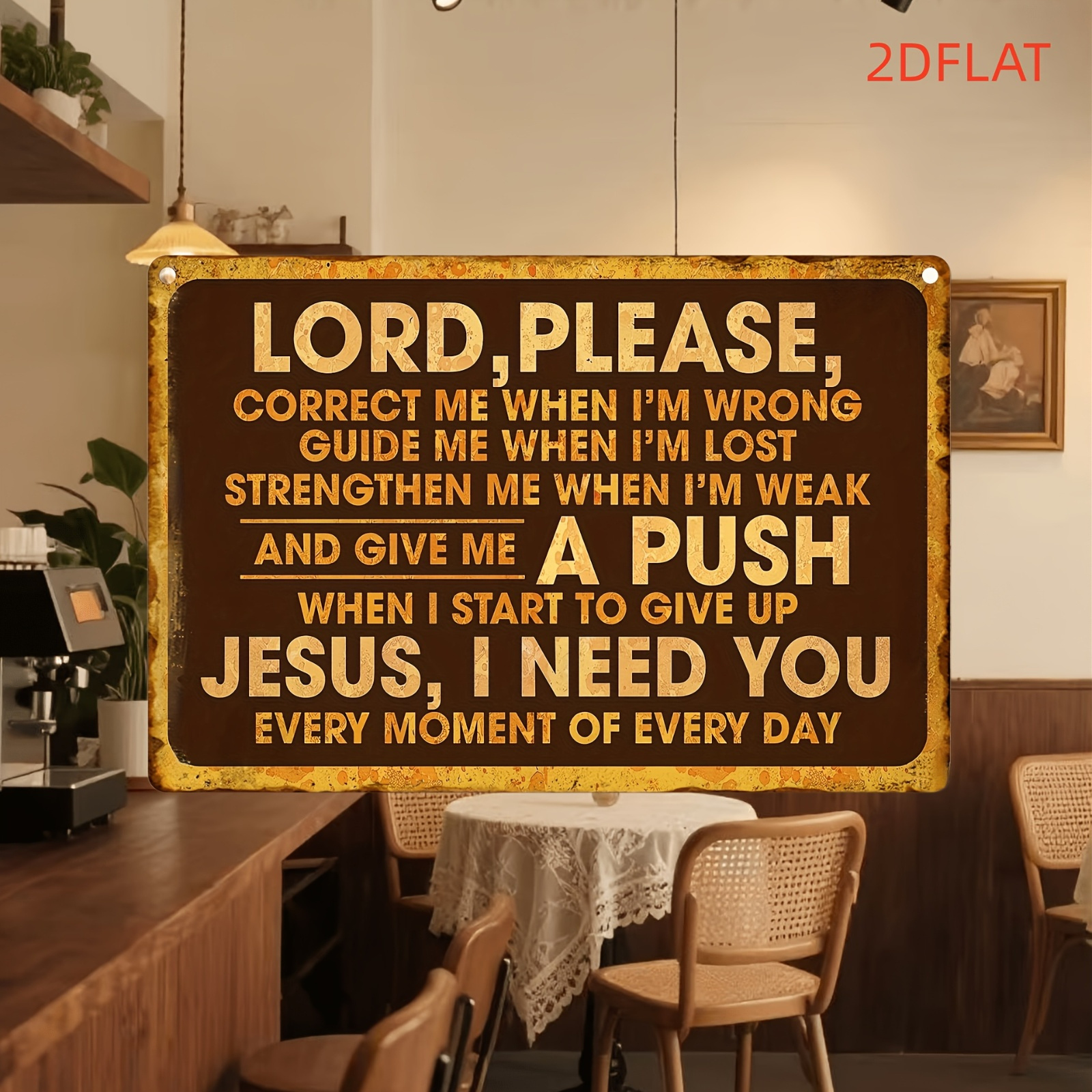 TEMU 2d Flat, 2d Flat Vintage -yellow Distressed Rust- Rectangular Wooden Hanging Sign - "lord " Christian English Slogan Decorative Wood Plaque -