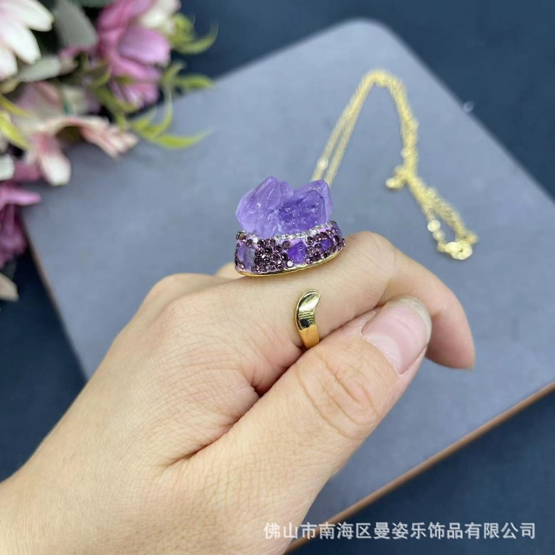 elegant amethyst jewelry set matching Temu Bahrain