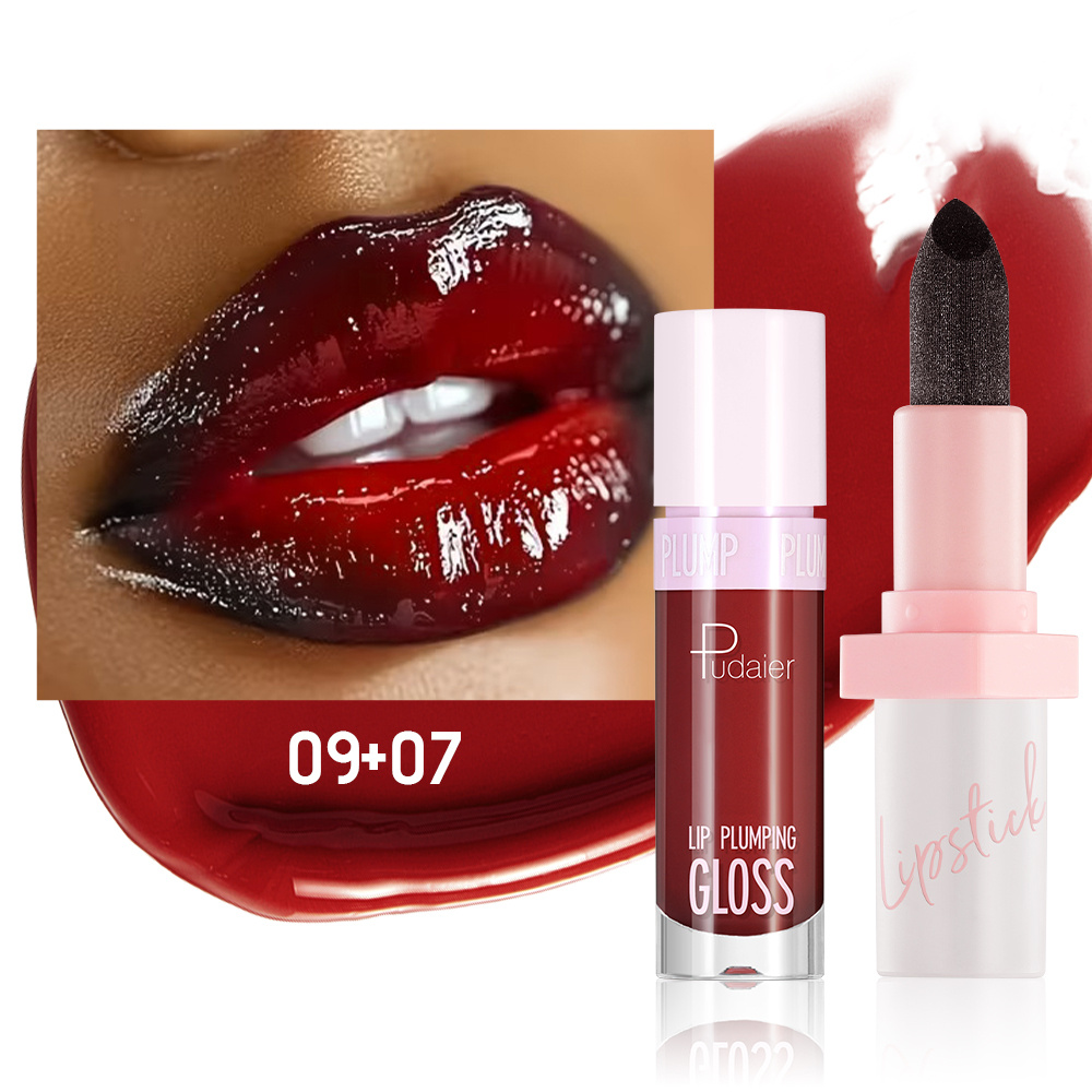 TEMU Pudaier - Berry Lip Set - An Ideal Combination Of Lipstick And Gloss, Perfect For Of The Year. Fast-drying, Bright Shades, And A Smooth, Feel. An Holiday Present For Your Dear