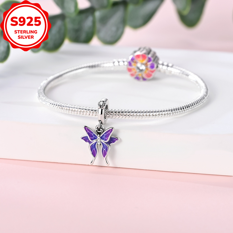 925 Sterling Silvery Color-Changing Butterfly Pendant Bead