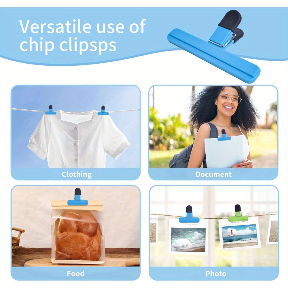 Tasty - Clip Di Chiusura Per Sacchetti, 5 Pezzi In Plastica PP, Colori Blu/Grigio/Verde, Per Alimenti E Freezer