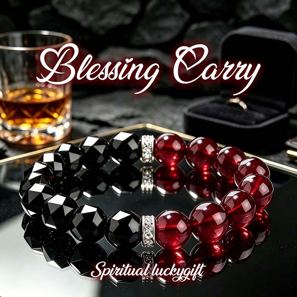 TEMU 1pc Bracelet brillant rouge et noire facetée, d'espaces de motif, bracelet de perles élégant pour hommes pour un usage