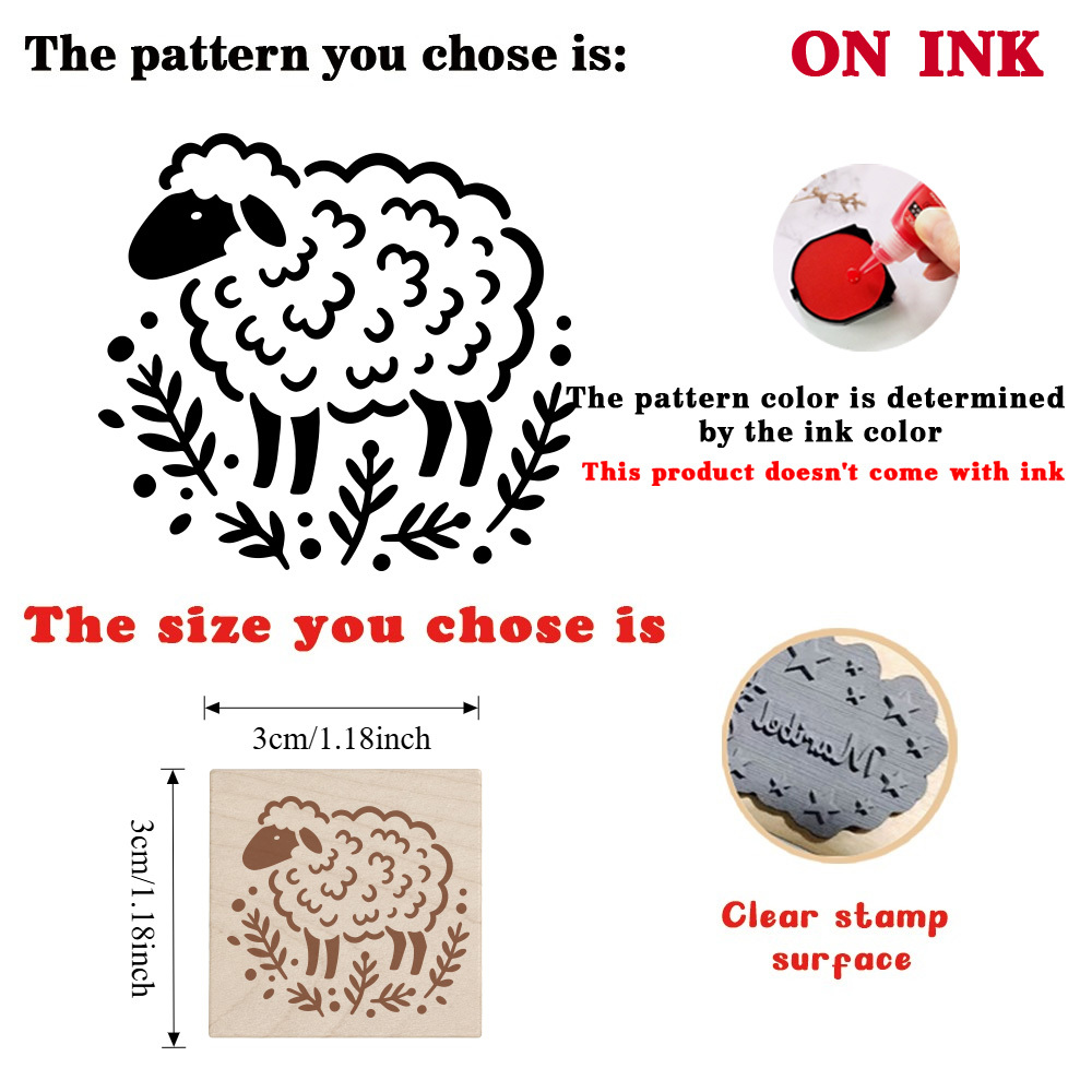 Delicate Pastoral-Style Little Lamb Wooden Stamp