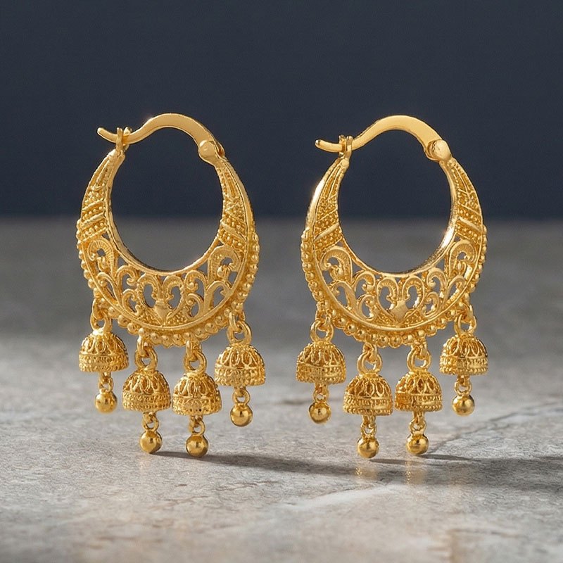 TEMU Women' Plated Vintage Hollow Bell Hoop Earrings - Hollow Bell Dangle Huggie Hoops, Suitable For Casual, Party, Wedding Jewelry Gift, Elegant