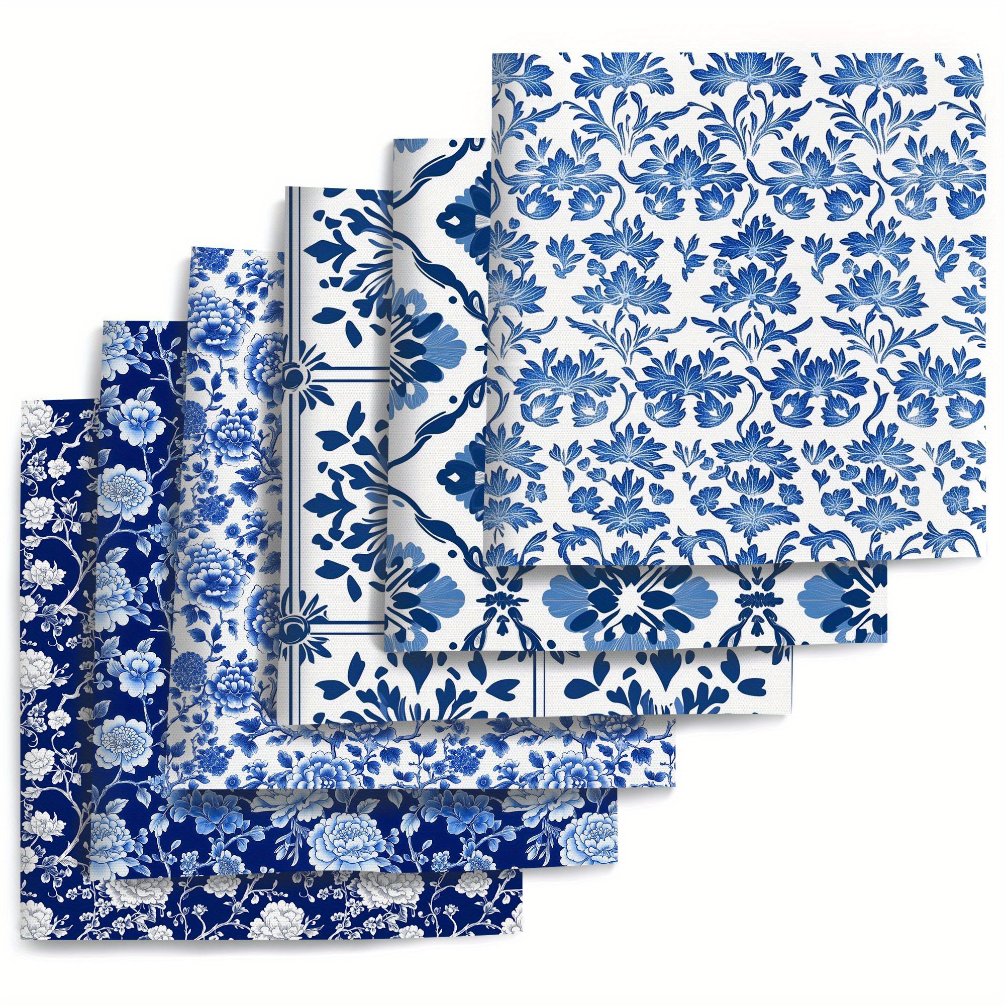E-shop 6er-Set 7,87x7,87 Zoll (20x20 cm) Blumen-Serie vorgeschnittener Quiltstoff Fat-Quarter-Stoffbündel, Polyester-Quiltquadrate für Patchwork,