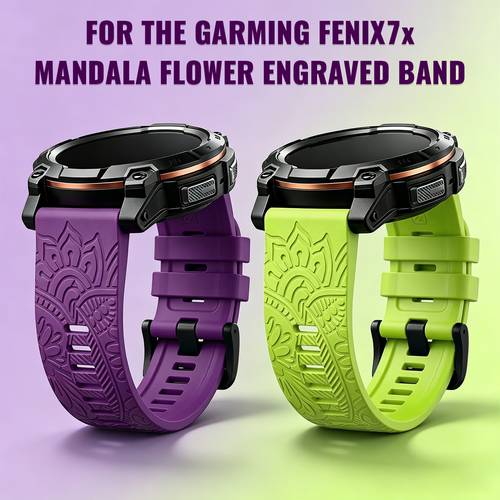 for 20 22 26mm floral engraved watch strap compatible with for fenix 8 8x 7 7s 7x 6 6x 5 5x compatible with for pro 51mm enduro 3 forerunner 970 features quick release design