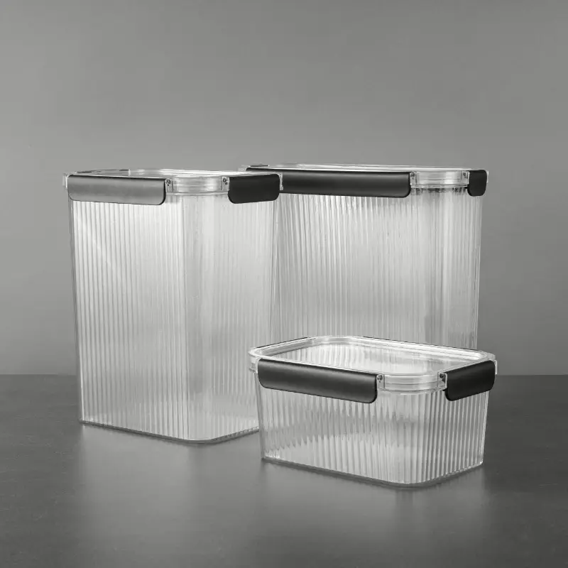 6pcs glass food storage container set with airtight snap lock lids bpa free microwave safe clear stackable pantry organizers with black knobs large 21 3 7 3 20 5 cup capacity for cakes ideal for kitchen dining ideal gift Product details 5