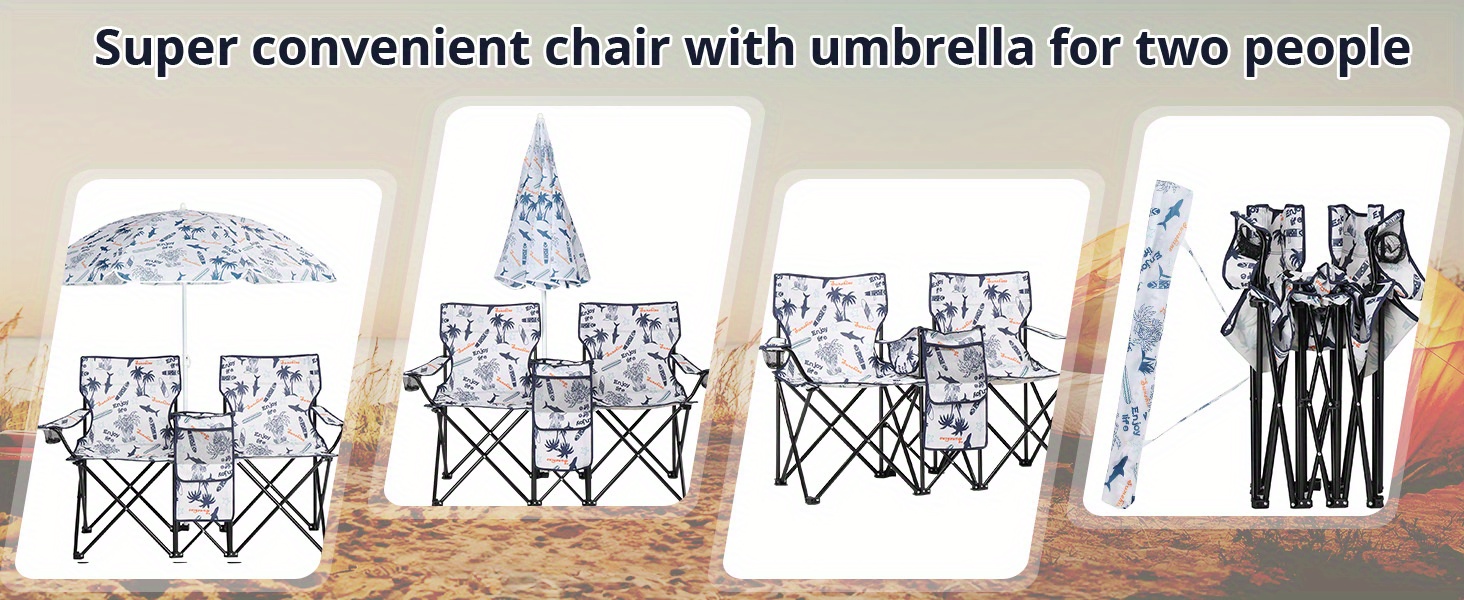 59*19.6*31in Fishing Chair Oxford Fabric 187.39LB with Umbrella for Outdoor Patio Beach Gift Red Gray Coconut Tree Pattern Black Pineapple Pattern