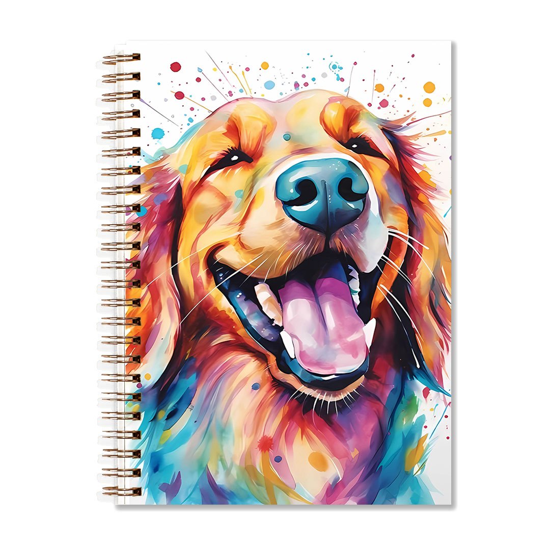 

1pc Watercolor Golden Retriever Spiral Notebook, 5.5x8.3in With 50 Lined Pages, Office, School, Diary, Gifts For Dog Lovers, Birthday & Christmas Present