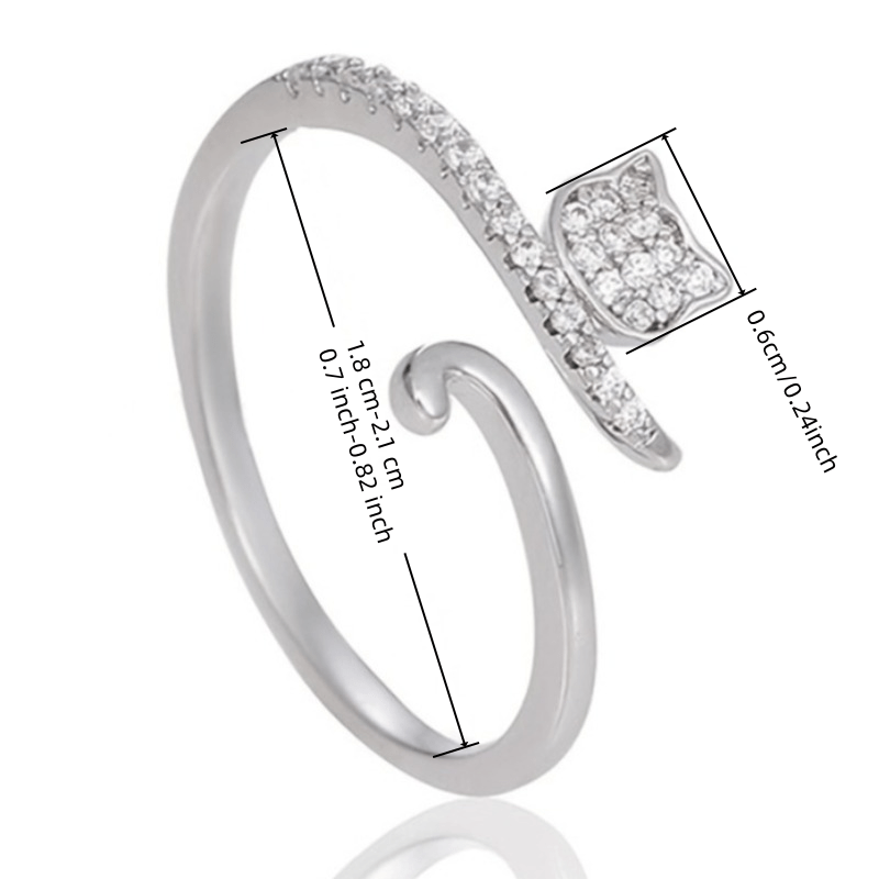 Kitten Tail Cute Cat Open Adjustable Ring for Women Daily Wear Party Trendy Simple Animals Ring Jewelry Gift