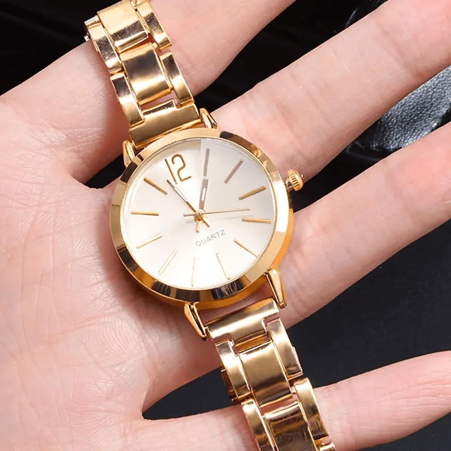 1pc Women's Fashion Elegant Round Dial Leather Quartz Watch and 1pc Jewelry - The Perfect Gift for Her