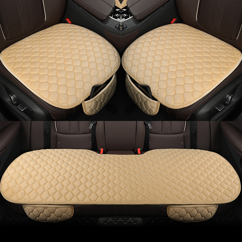 TEMU 3pcs, Coussin de Siège Auto, Style Peluche Pêche, Design , Facile et Ambiant, Peluche Courte Confortable, Respirant, Sangle, Places Complet, ,