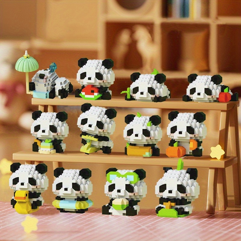 12pcs Panda Blocks Building Set - Ideal Gift for Halloween, Thanksgiving