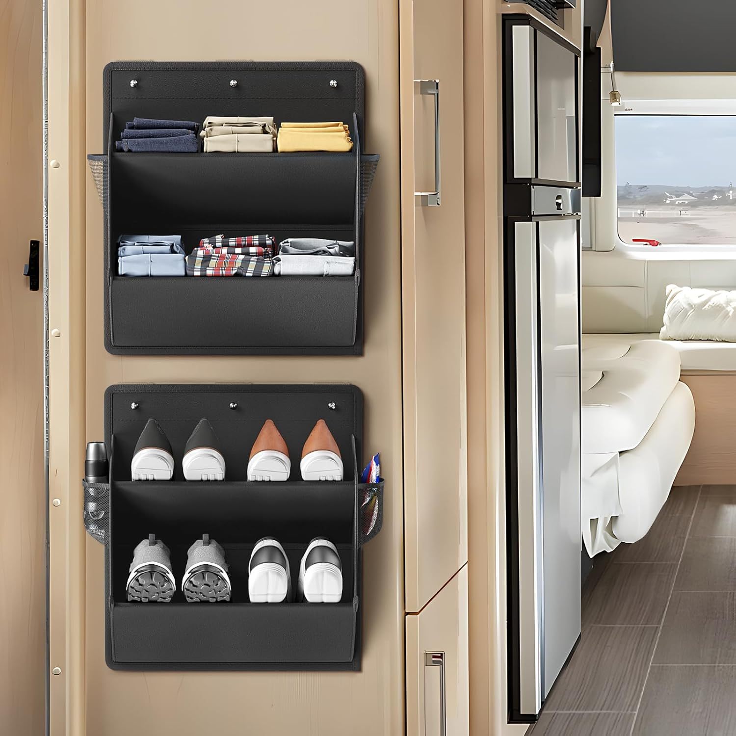 Wandmontiertes Schuhregal Aus Metall & Holz – Platzsparende Schuhaufbewahrung Für Wohnung, Wohnmobil & Garage