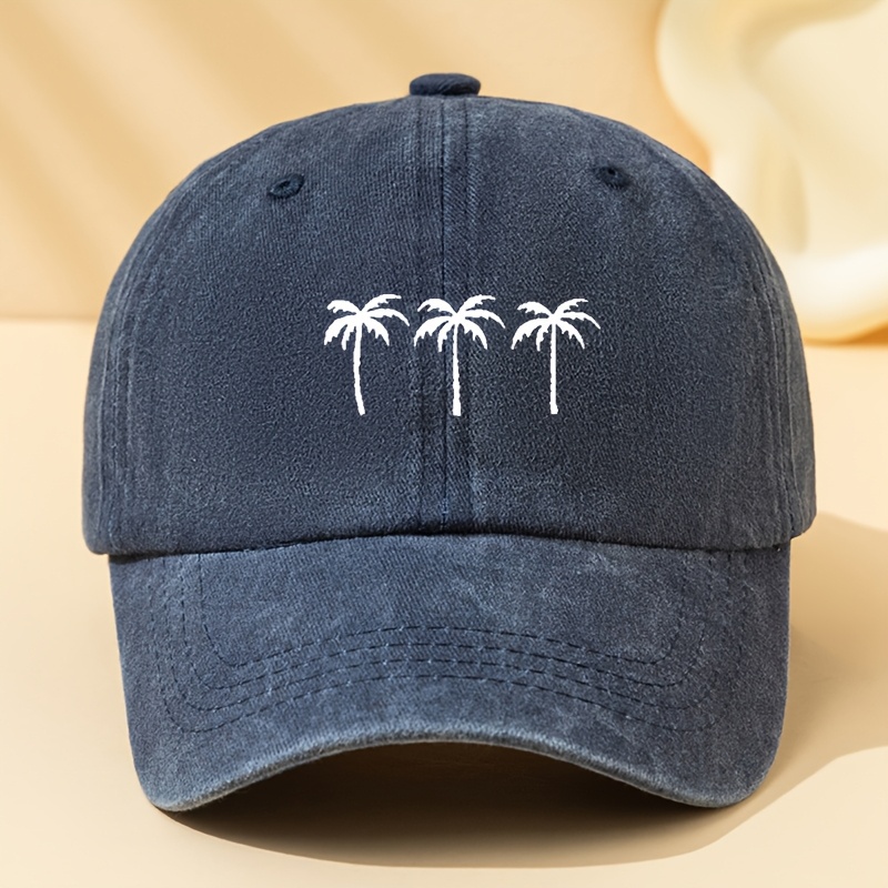 TEMU Summer Brand Coconut Tree Print Baseball Men's Casual Versatile Duckbill Breathable Outdoor Sports Father's Day Gift For Dad Husband Practical
