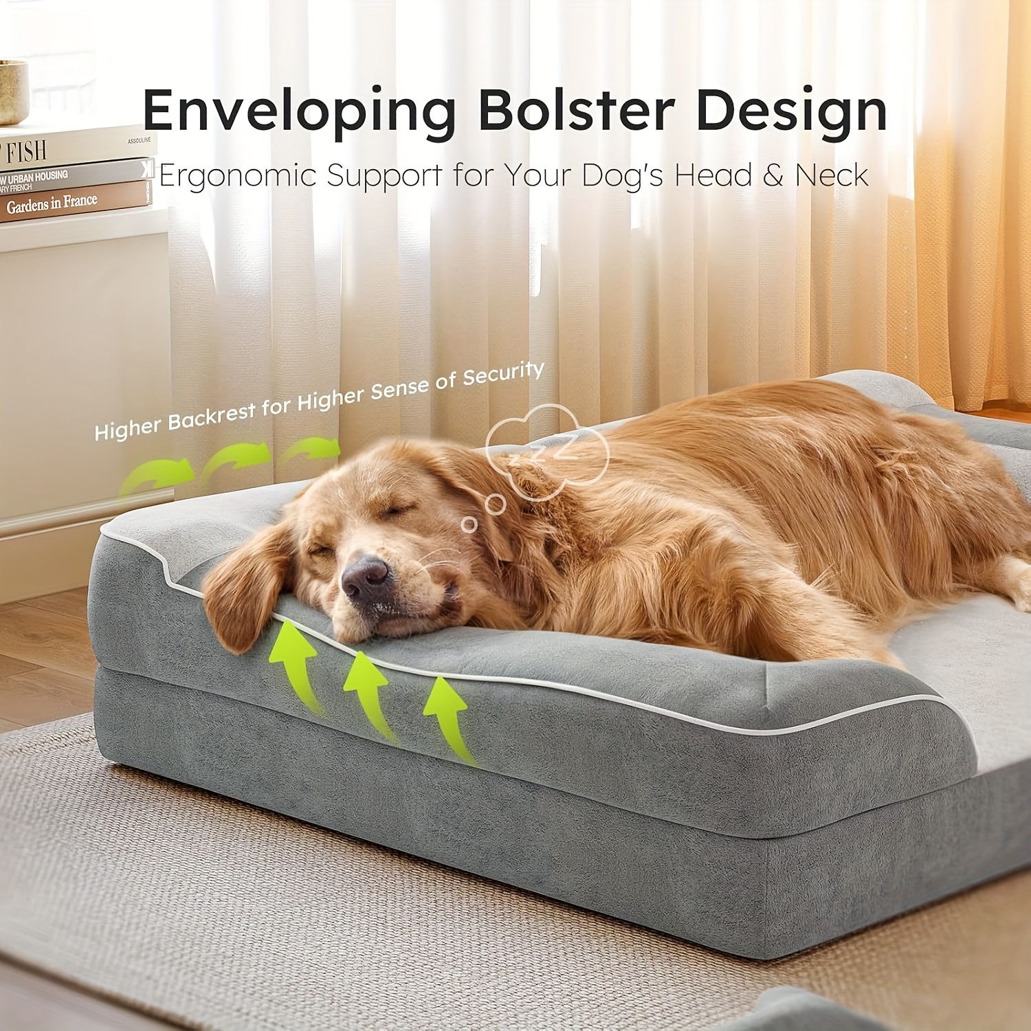 [um presente de    ] 1 cama para cães extra  , cama para animais de estimação xxl com espuma de memória espessa e laterais,   antiderrapante e espuma tipo caixa de ovos, cama de sofá   para cães com capa removível lavável,  