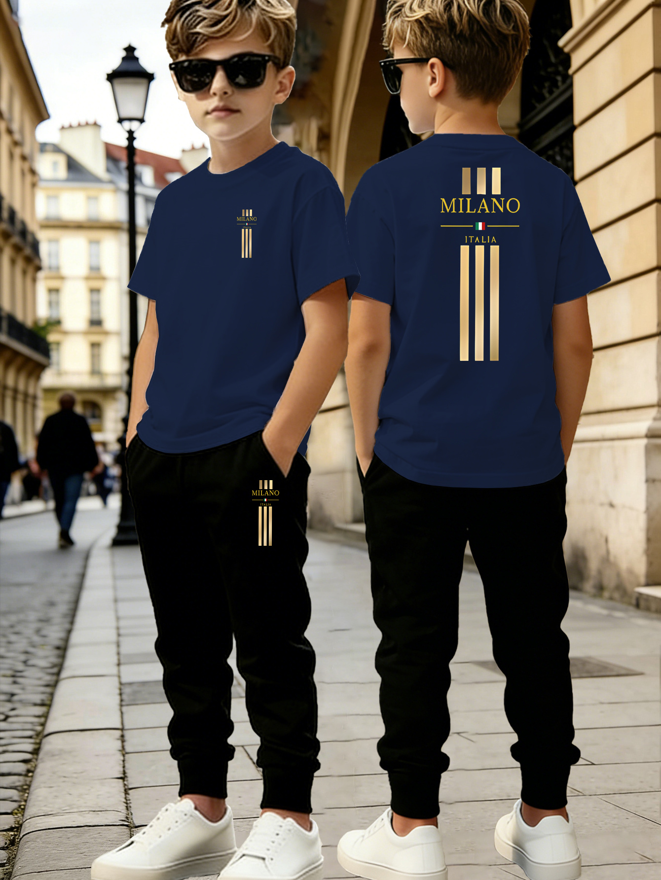 Novo Conjunto de Verão para Meninos com Manga Curta + Calças  2