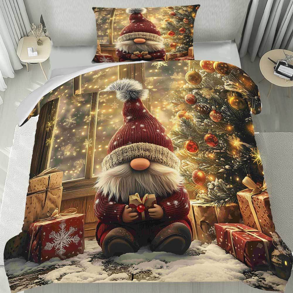 TEMU Mokalala 2/ 3pcs Christmas Gnome Duvet Cover Set, 1 Duvet Cover And 1/ 2 Pillowcases, Bedding Set, Tropical Botanical , Merry Christmas Winter
