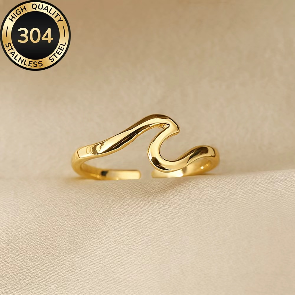 Wave Ring, Hypoallergenic Stainless Steel, Elegant Daily Wear